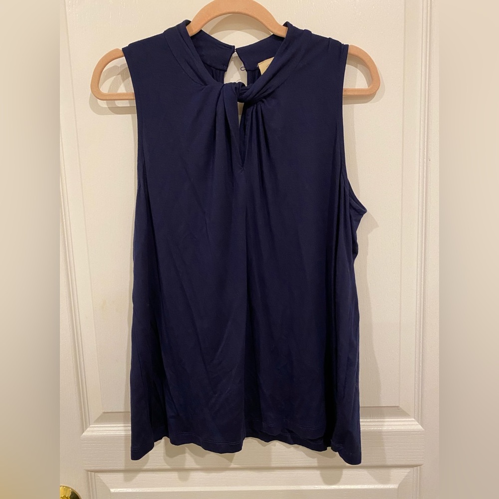 Keyhole Sleeveless Top | Navy, Large | New with tags